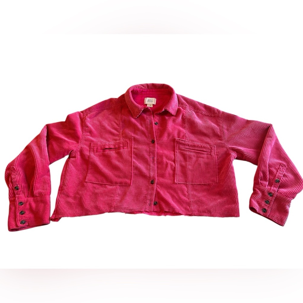 Urban Outfitters BDG pink corduroy cropped button-down shirt